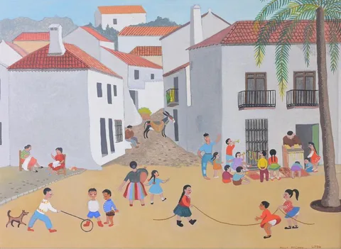 Molly McCann, Plaza General Franco Marbella, Oil on Panel