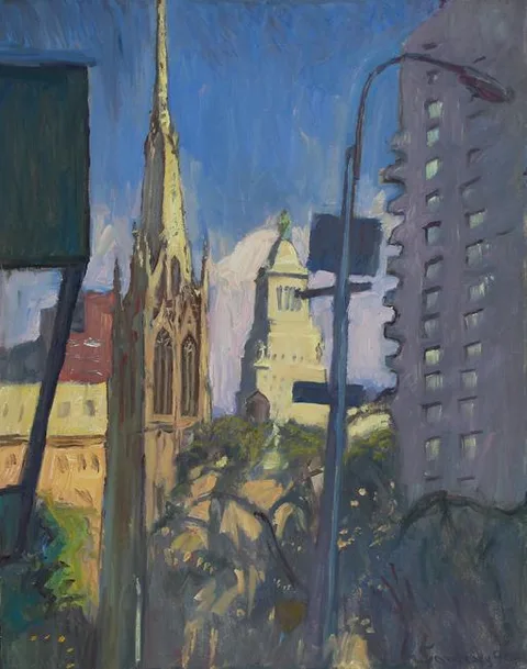 Phil Sandusky, View of a City, Oil on Canvas