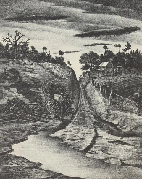 Buell Whitehead, Alabama Road, Lithograph