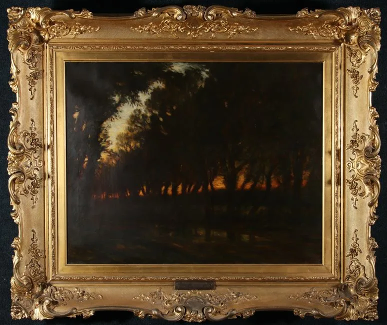 Frederick Hatfield Clark, The Birches, Sunset After the Rain, Oil on Canvas