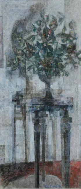 Robert Larsen, Still Life on Table, Oil on Canvas