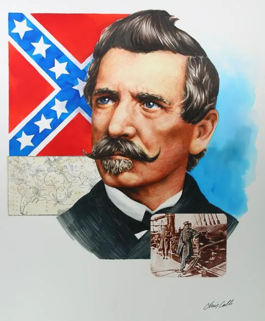 Raphael Semmes by Chris Calle, Mixed Media on Illustration Board, sold Feb 2023