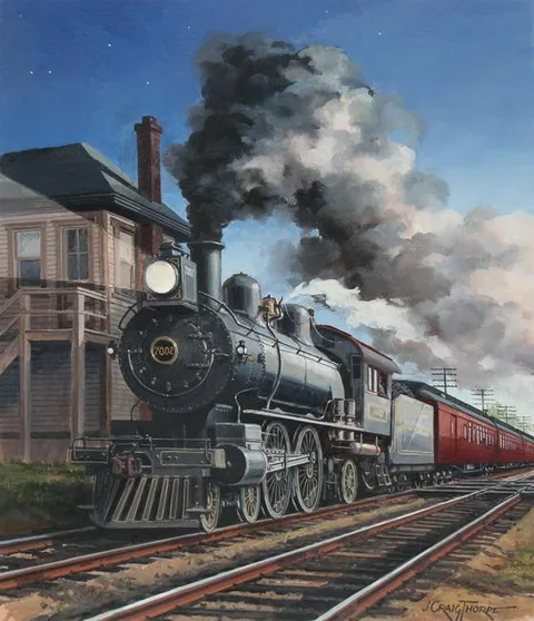 J. Craig Thorpe, Ohio Locomotive, Oil on Paper