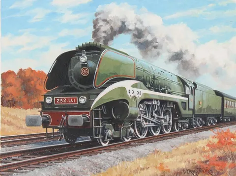 J. Craig Thorpe, French Steam Passenger Express, Oil on Paper