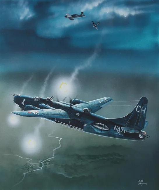 PB4Y-2 Privateer by Steve Ferguson, Acrylic on Cold Press Illustration Board, sold Feb 2023