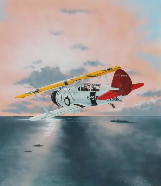 Curtiss SB2C-3 Helldiver by Steve Ferguson, Acrylic on Cold Press Illustration Board, sold Feb 2023