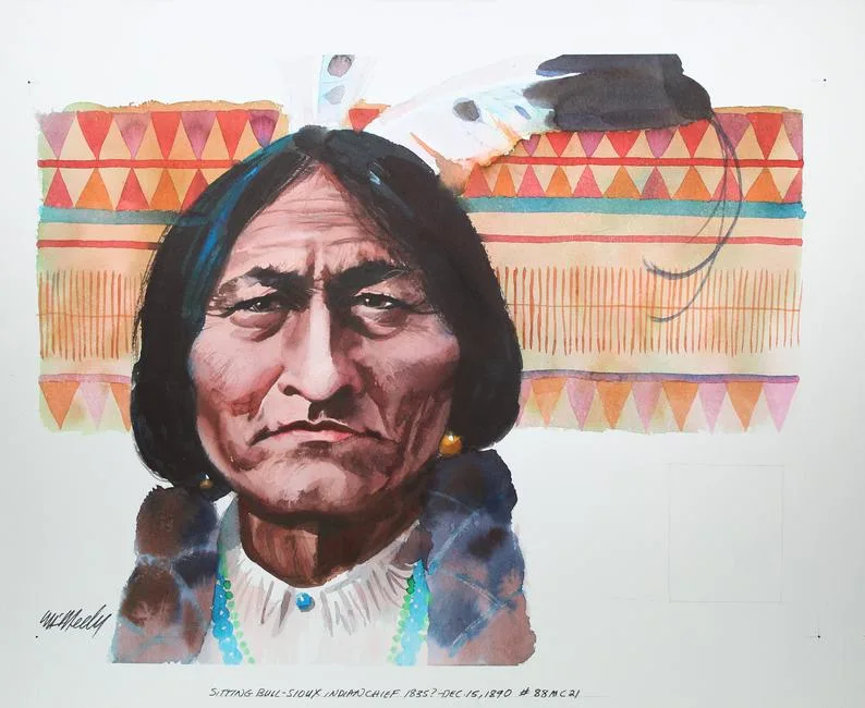 Sitting Bull by Tom McNeely, Watercolor on Paper, sold Feb 2023