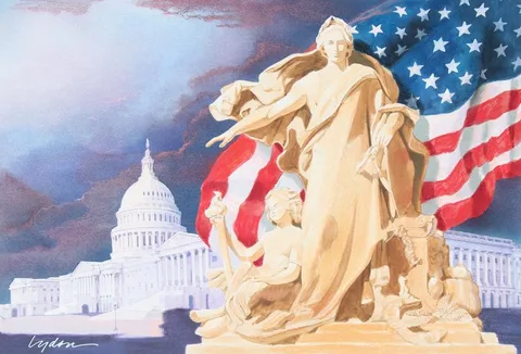 Tom Lydon, Peace Protecting Genius Sculpture, Mixed Media on Illustration Board