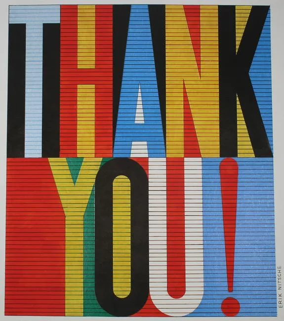 Thank You by Erik Nitsche, Mixed Media on Illustration Board, sold Feb 2023