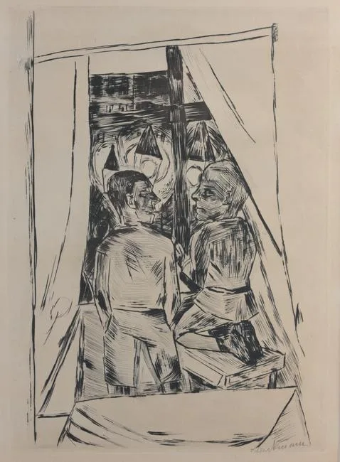 Kinder am Fenster by Max Beckmann, Drypoint, offered Apr 2023