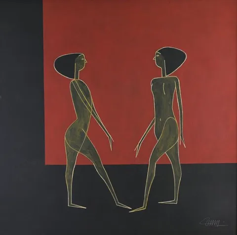 Arturo Luz, Two Woman Conversation, 2000, Acrylic on Canvas