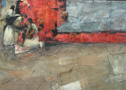 James Carlin, Wall in Mexico, Oil on Board
