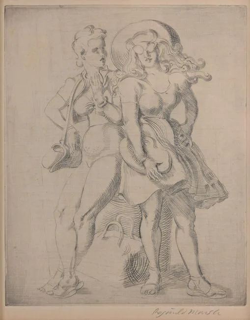 League Print by Reginald Marsh, 1949, Engraving, offered Apr 2023