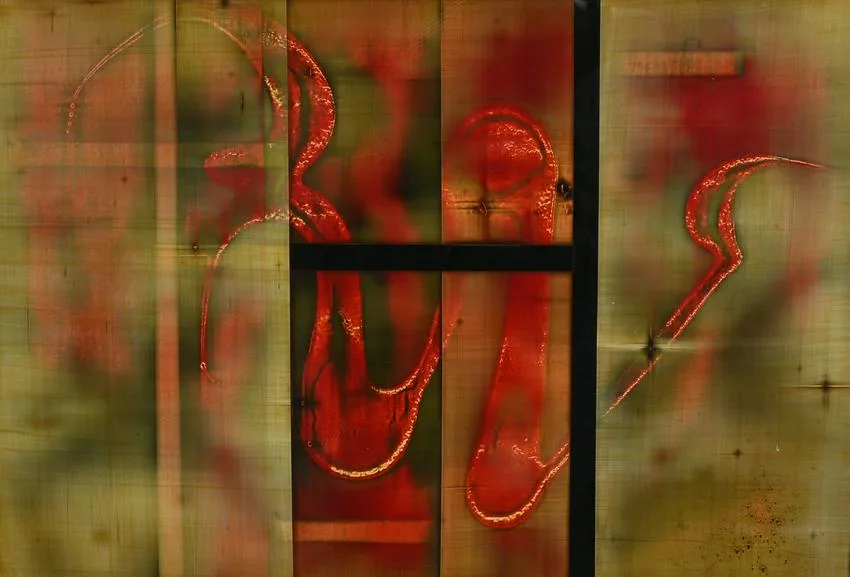 Coppered Crimson by Michael Kessler, Acrylic on Paper, sold Apr 2023
