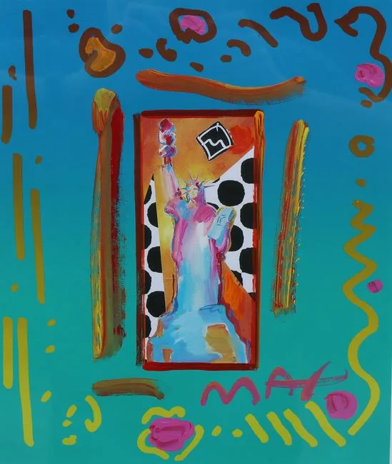 Statue of Liberty Collage by Peter Max, Mixed Media, sold Apr 2023