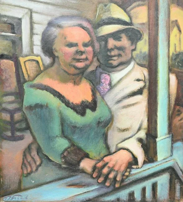 Theodore Fried, Portrait of a Couple, Oil on Panel