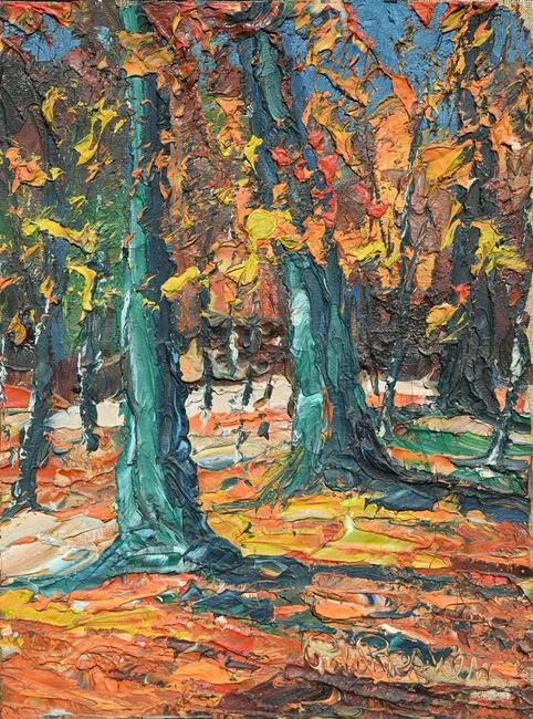 Autumn Woods by Peter van den Braken, Oil on Canvas, sold Apr 2023