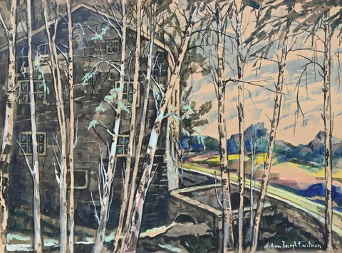 William Joseph Eastman, The Old Mill, Watercolor & Gouache