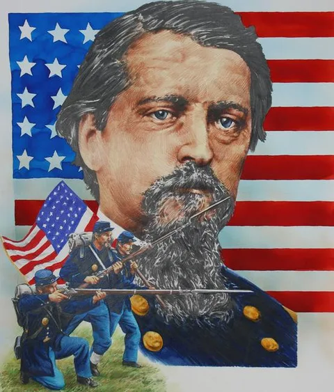 Chris Calle, Winfield Hancock, Mixed Media on Illustration Board