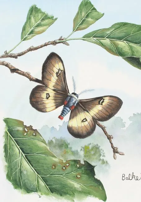 Don Balke, Eastern Buckmoth, Watercolor on Illustration Board