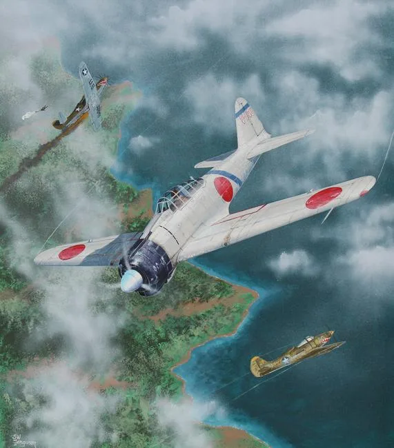 Steve Ferguson, 1939 Mitsubishi A6M, Watercolor on Cold Press Illustration Board