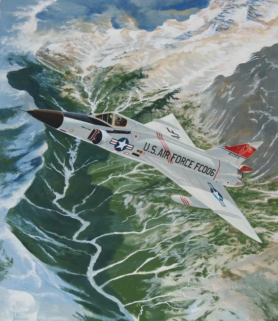 F-102A Delta Dagger by Steve Ferguson, Acrylic on Cold Press Illustration Board, sold Apr 2023