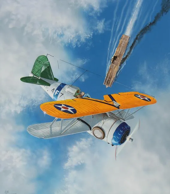 Grumman F3F by Steve Ferguson, Acrylic on Cold Press Illustration Board, sold Apr 2023
