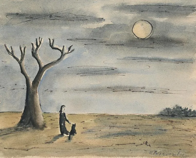 Untitled by Gertrude Abercrombie, watercolor, sold Jun 2023