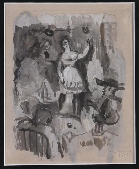 The Song by Walt Francis Kuhn, Gouache and Ink on Paper, offered Jun 2023