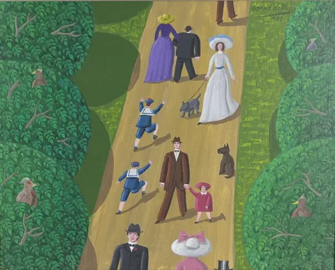 Oscar De Mejo, The Stroll in the Park, Oil on Canvas