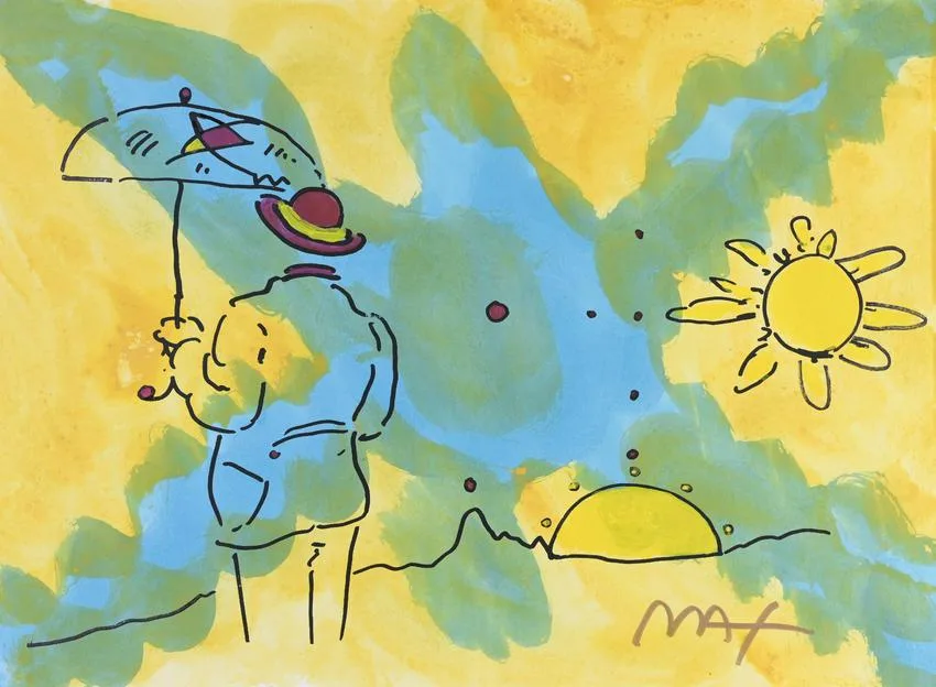 Umbrella Man by Peter Max, Mixed Media on Paper, sold Jun 2023