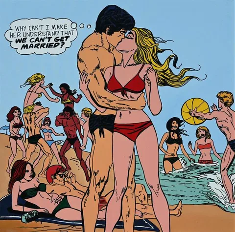 Steve Alan Kaufman, Why can't I make her understand that We Can't Get Married?, Acrylic on Canvas