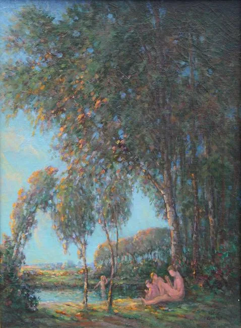 Roy Charles Gamble, Nudes in a Landscape, Oil on Canvas