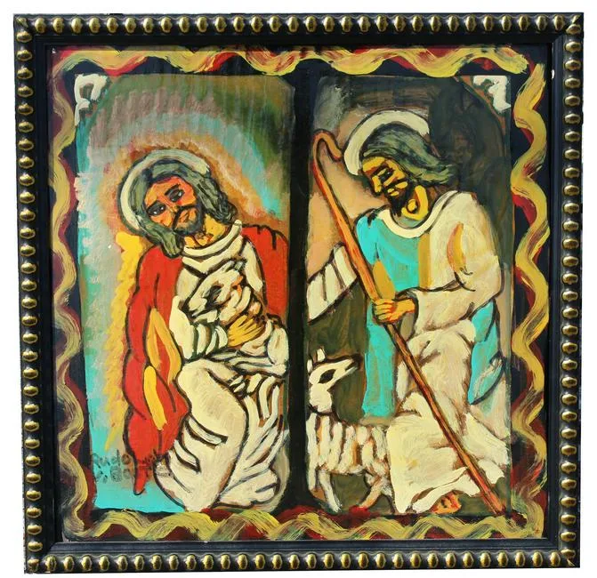 Untitled by Rudolph V. Bostic, Acrylic & Marker on Cardboard, sold Jun 2023