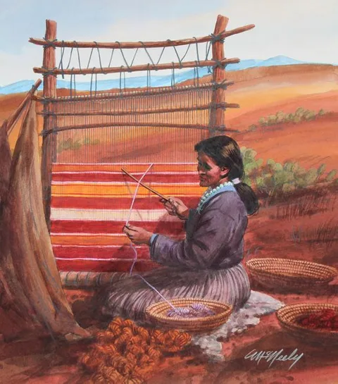 Tom McNeely, New Mexico Rio Grande Blanket 1, Watercolor on Board