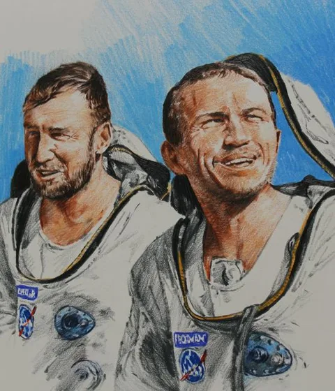 Chris Calle, Frank Borman and James Lovell, Watercolor