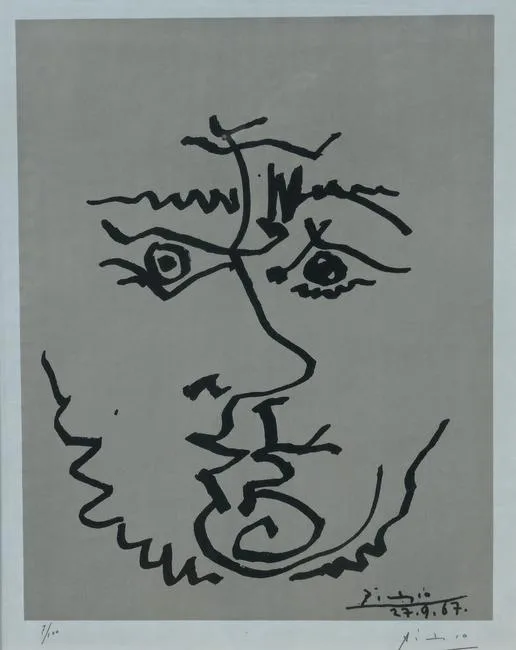 Visage by Pablo Picasso, Color lithograph, offered Aug 2023
