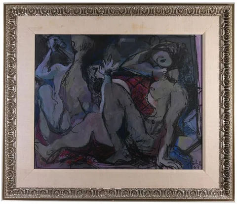 Ben Stahl, Reclining Nude, Oil on Board