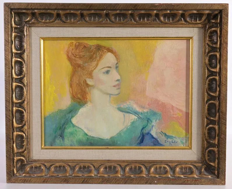 Ben Stahl, Redheaded Girl, Oil on Board