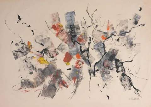 Untitled by John von Wicht, Oil on Rice Paper, sold Aug 2023