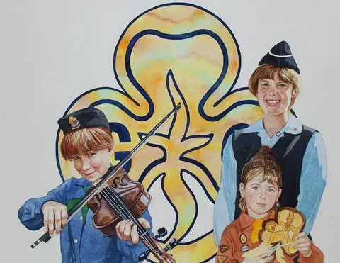 Brian Sanders, Girl Guides Association, Watercolor on Paper