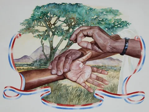 Brian Sanders, Medical Assistance in Africa, Watercolor on Paper