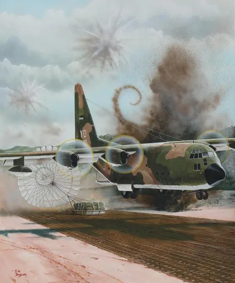 Steve Ferguson, Lockheed C-130A Hercules, Mixed Media on Cold Press Illustration Board