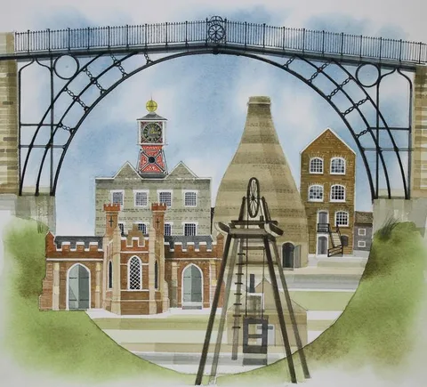 Ronald Maddox, Industrial Revolution, Watercolor on Paper