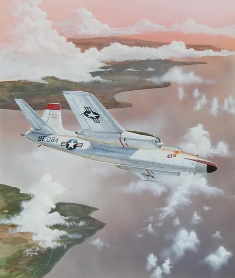 Steve Ferguson, North American B-45 Tornado Airplane, Acrylic on Cold Press Illustration Board