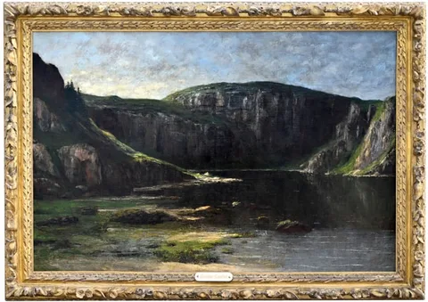 Gustave Courbet, Rock Cliff Near Ornans, Oil on Canvas