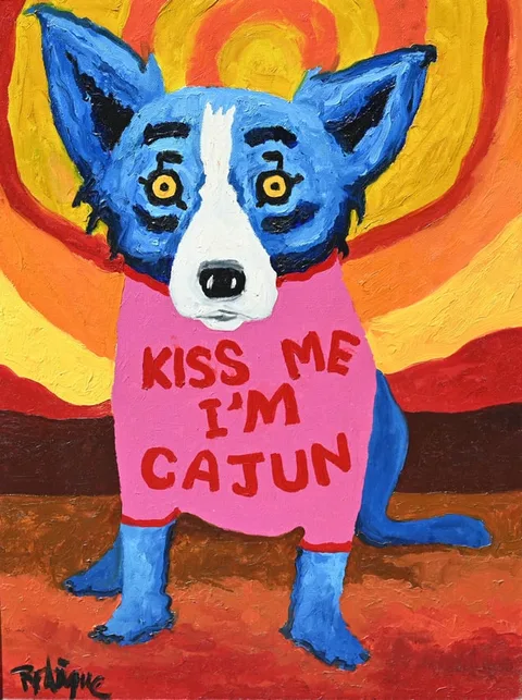 George Rodrigue, Kiss Me I'm Cajun Too, 1992, Oil on Linen