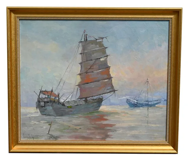 A Hong Kong Junk by James Eccles, Oil on Canvas, offered Sep 2023