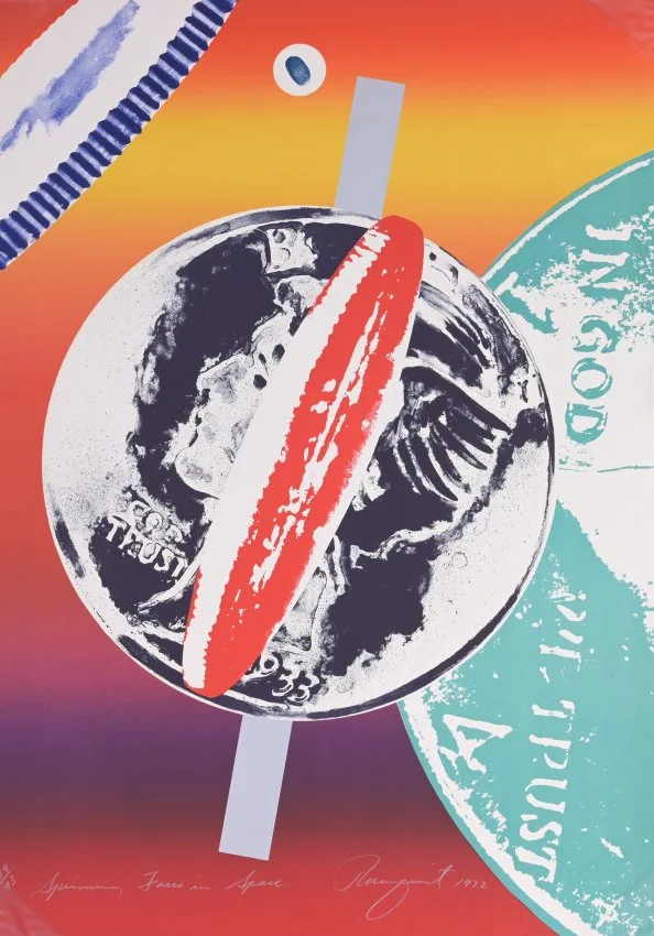 Spinning Faces in Space by James Rosenquist, Lithograph and screenprint, offered Sep 2023