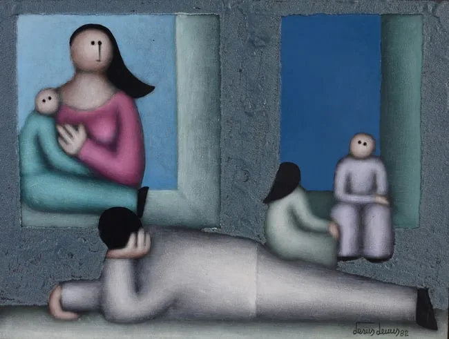 Untitled by Jesus Mariano Leuus, Mixed Media on Board, sold Sep 2023